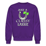 Irish Saint Patrick's Day Lucky Horse Shoe Drinking Unisex Crewneck Sweatshirt - purple