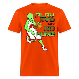 Alien Playing Basketball Game T-Shirt - orange
