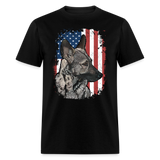 Patriotic Sable German Shepherd American Flag Unisex T-Shirt - black