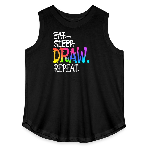 Artist Colorful Drawing Design Rainbow relaxed Curvy Tank Top - black