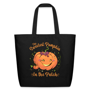 Sweet Pumpkin Patch Art Eco-Friendly Cotton Tote Treat Bag - black
