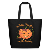 Sweet Pumpkin Patch Art Eco-Friendly Cotton Tote Treat Bag - black