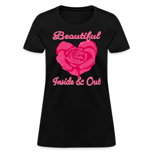 Beautiful Inside and Out Rose Heart T-Shirt - heather black
