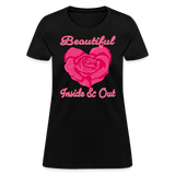 Beautiful Inside and Out Rose Heart T-Shirt - black