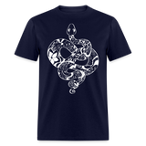Zen Year of the Snake Tattoo Style Line Art T-Shirt - navy