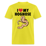 I Love My Hognose Snake Graphic for Reptile Fans Unisex T-Shirt - yellow
