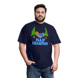 Nap Champion Bear Sleeping Funny T-Shirt - navy