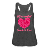 Beautiful Inside And Out Rose Heart Tank Top - deep heather
