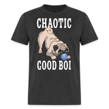 Chaotic Good Pug with D20 Die RPG Gamer Unisex T-Shirt - heather black