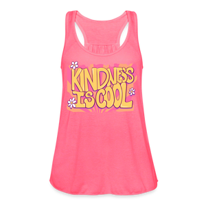 Women's Kindness is Cool Groovy Vintage Flowy Tank Top by Bella - neon pink