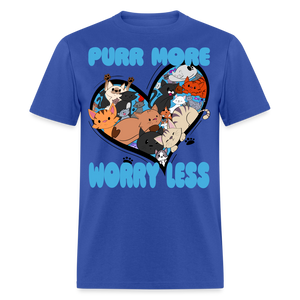 Purr More Worry Less Cat T-Shirt - royal blue