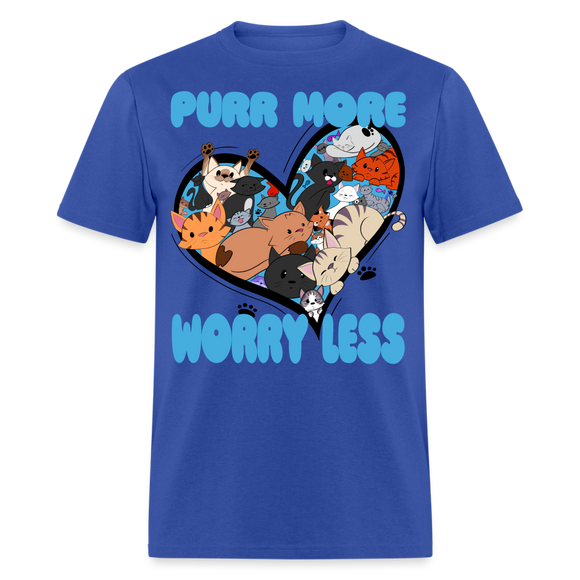 Purr More Worry Less Cat T-Shirt - royal blue
