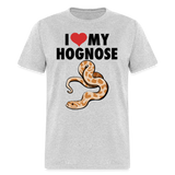 I Love My Hognose Snake Graphic for Reptile Fans Unisex T-Shirt - heather gray