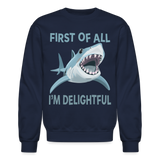 Funny Delightful Angry Shark Crewneck Sweatshirt - navy