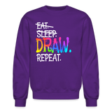 Artist Drawing Sketching Art Teacher Colorful Crewneck Sweatshirt - purple