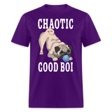 Chaotic Good Pug with D20 Die RPG Gamer Unisex T-Shirt - purple