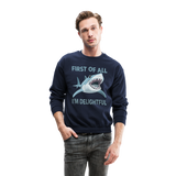 Funny Delightful Angry Shark Crewneck Sweatshirt - navy