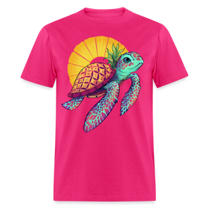 Tropical Pineapple Sea Turtle Unisex Classic T-Shirt - fuchsia