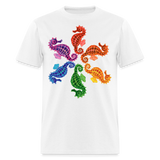 Whimsical Rainbow Seahorse Painting Unisex T-Shirt - white