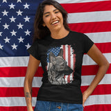 Patriotic Sable German Shepherd American Flag Unisex T-Shirt