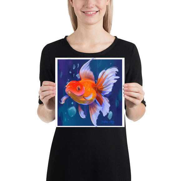Brilliant Goldfish in Deep Waters Art Print
