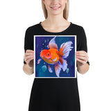 Brilliant Goldfish in Deep Waters Art Print