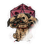 D20 Pug Cerberus Role Playing Gamer DM Sticker - transparent glossy
