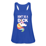 Unicorn Anti-Bullying Spread Kindness Don't Be A Dick Women's Flowy Tank Top by Bella - royal blue