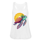 Women's Tropical Pineapple Sea Turtle  Flowy Tank Top by Bella - white