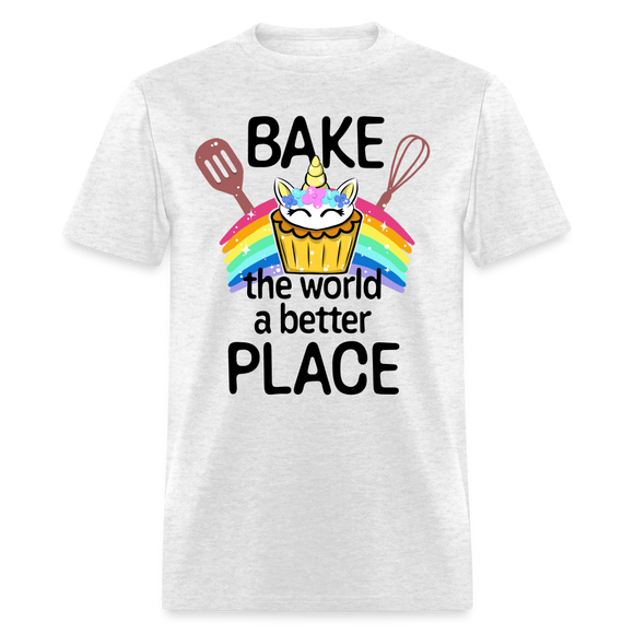 Bake the World a Better Place Unicorn Cupcake Unisex Classic T-Shirt - light heather gray
