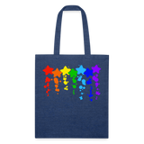 Cute Star Rainbow Splatter Recycled Tote Bag - heather navy