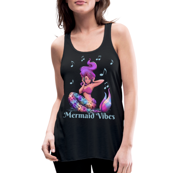 Women's Rainbow Pastel Leopard Mermaid Flowy Tank Top by Bella - black