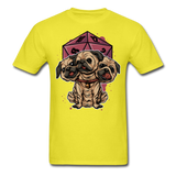 Pug Cerberus D20 Dice Greek Mythology Tabletop RPG Gamer Unisex T-Shirt - yellow