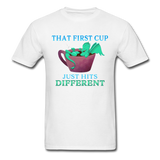 First cup of coffee Cute Dragon Bathing in Coffee Unisex Classic T-Shirt - white