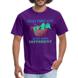 First cup of coffee Cute Dragon Bathing in Coffee Unisex Classic T-Shirt - purple